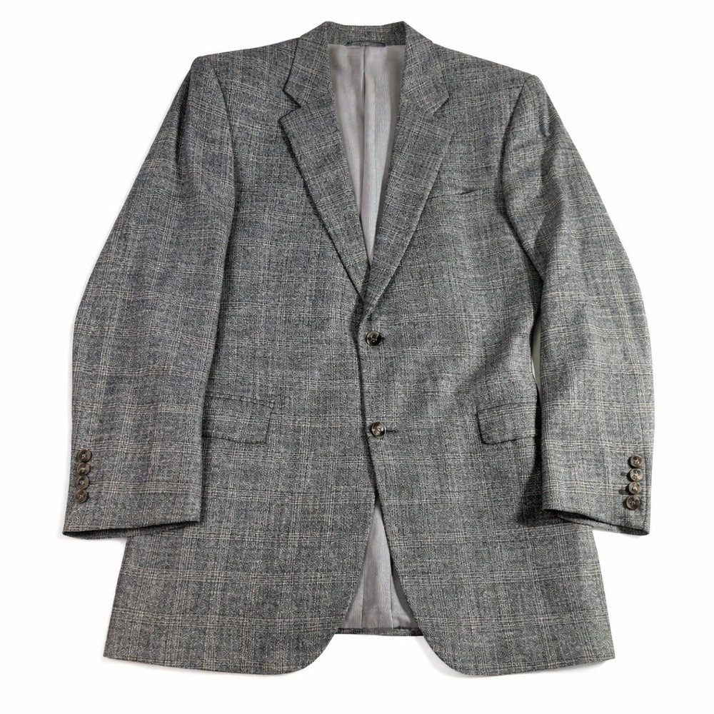 Jack Victor Montreal Wool‎ Blazer 43L Gray Plaid Sport Coat READ